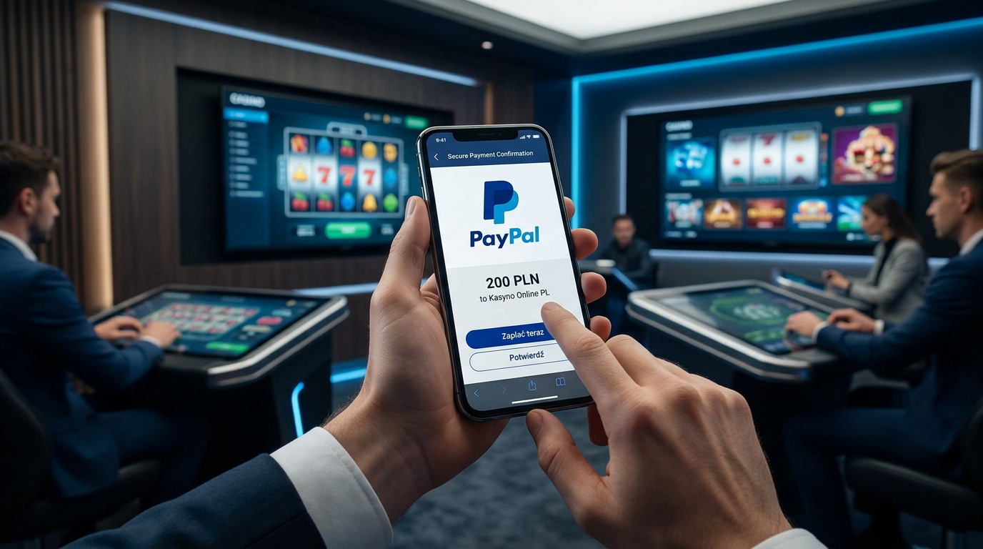 Interfejs kasyna online z opcją płatności PayPal i zabezpieczeniami biometrycznymi