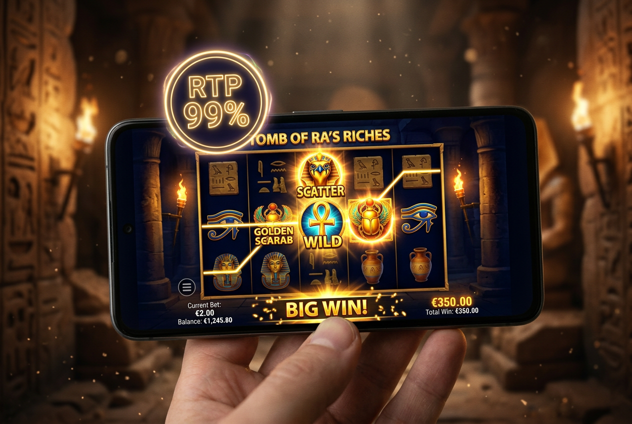 Gameplay automatu do gier o wysokim RTP na ekranie telefonu